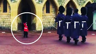 BOY Dressed as QUEEN’S GUARD Salutes Real Guards, While Another is KNOCKED Down by Them