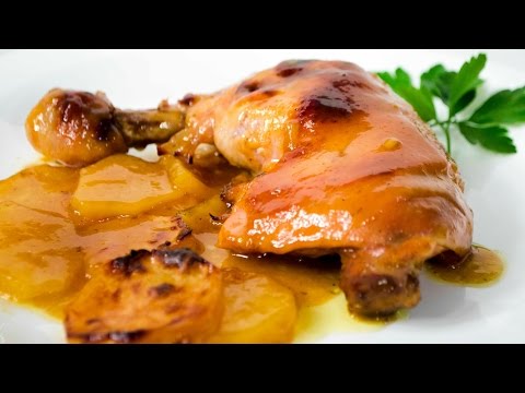 Video: Filete De Pollo Con Salsa De Piña Y Naranja