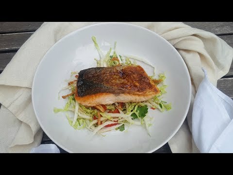 Salmon chinese cabbage salad I Asian, low carb, clean, healthy and easy I Recipe video for dinner