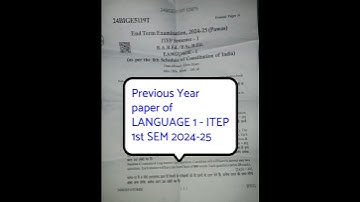 Previous Year (2024-25) LANGUAGE - I ITEP 1st SEMESTER | Shekhawati University #itep2025 #babed