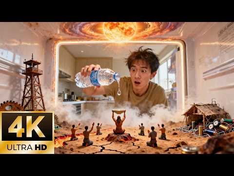 Blazing dry doomsday!Teleport fridge stocks goods.One water bottle crowns him humanity’s savior. poster