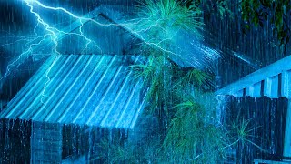Stop Overthinking & Sleep Instantly with Heavy Rain on Metal Roof & Mighty Thunder Sounds at Night.
