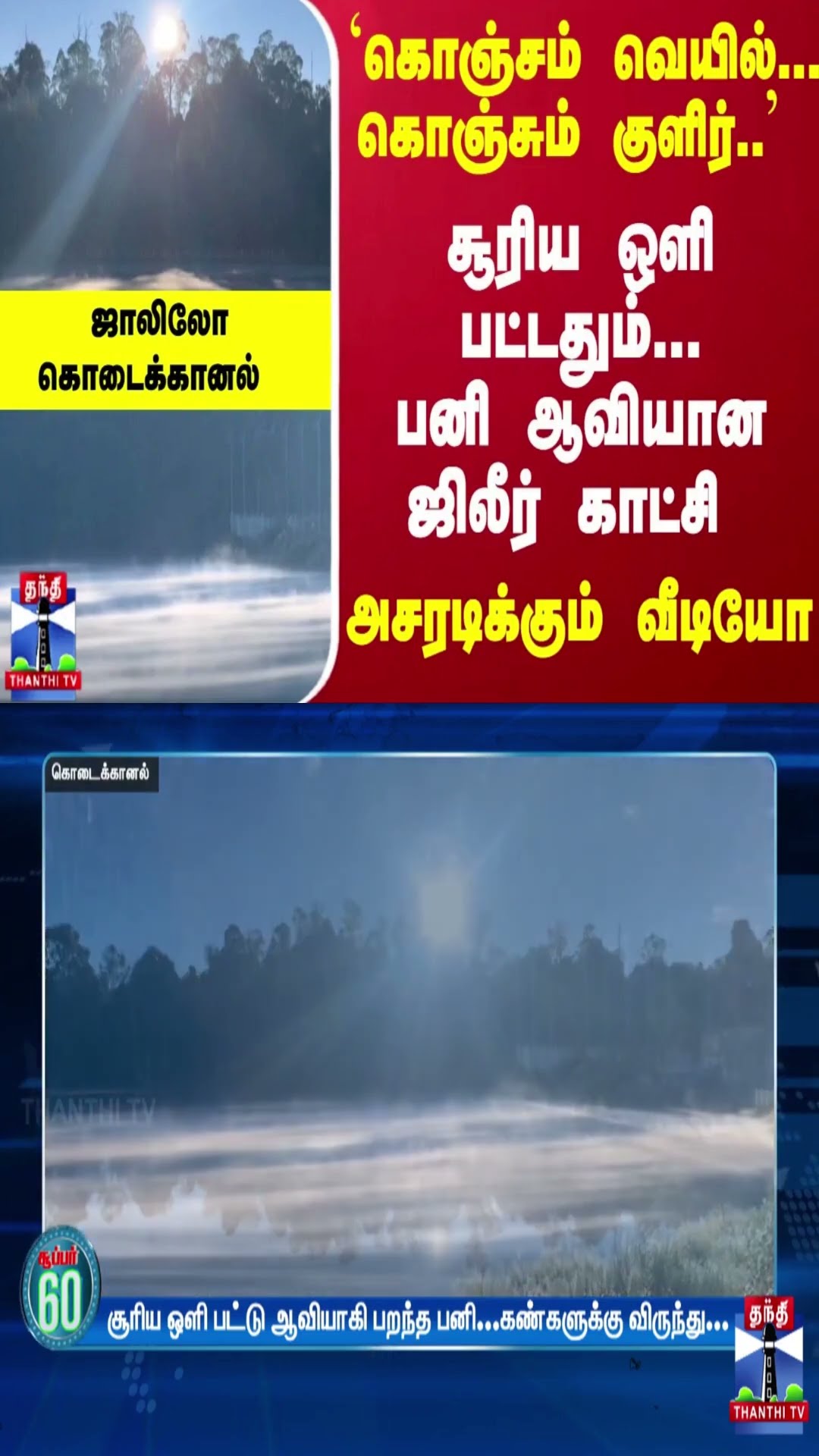 `கொஞ்சம் வெயில்;கொஞ்சும் குளிர்..' சூரிய ஒளி பட்டதும்-பனி ஆவியான ஜிலீர் காட்சி - அசரடிக்கும் வீடியோ