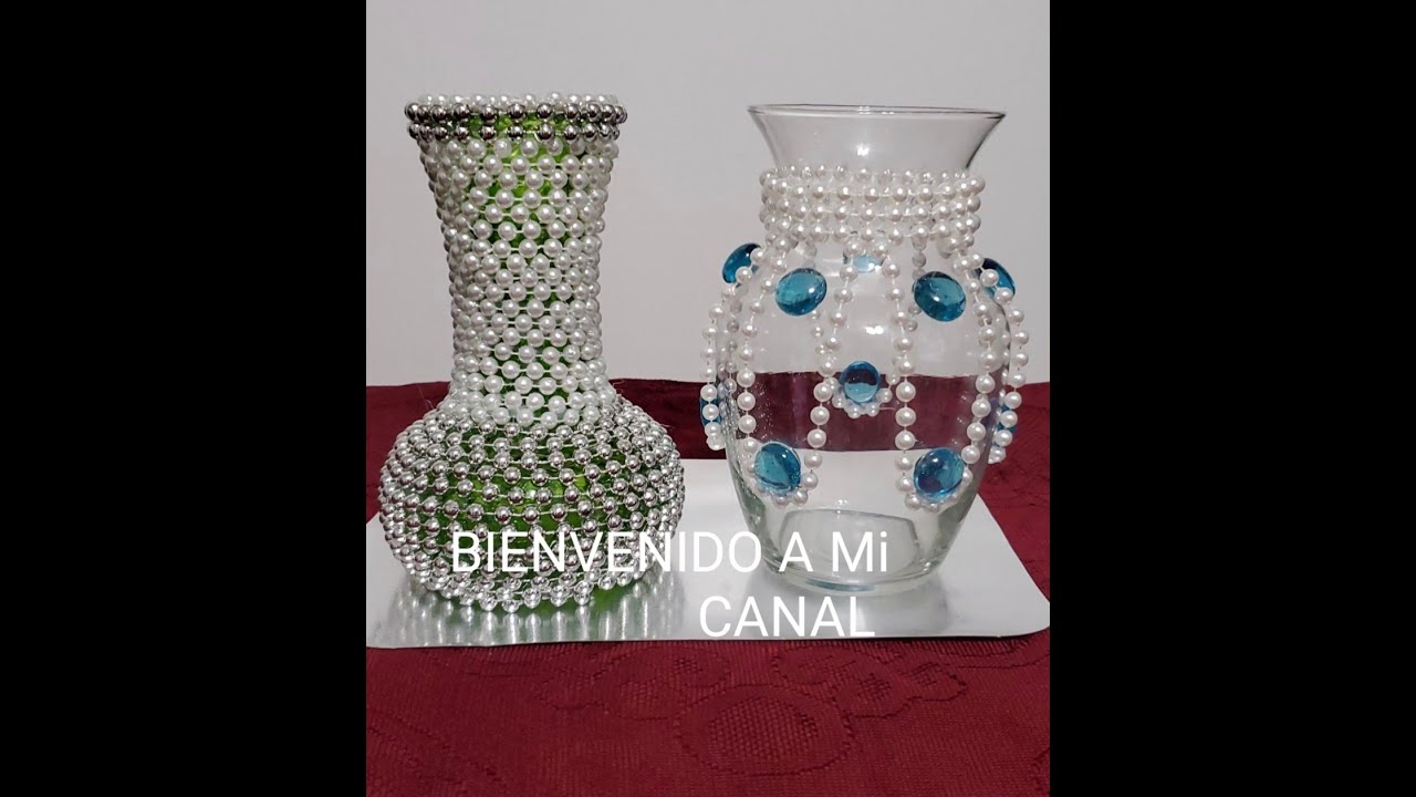 DECORACIÓN!! JARRONES DE CRISTAL ADORNADOS CON PERLAS(Pearls)