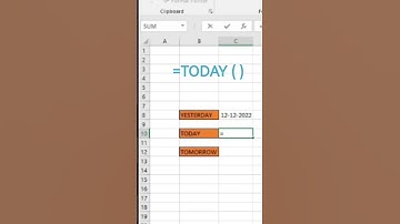 INSERT TODAY, TOMORROW And YESTERDAY DATE  USING FORMULA #excel #shorts #exceltips
