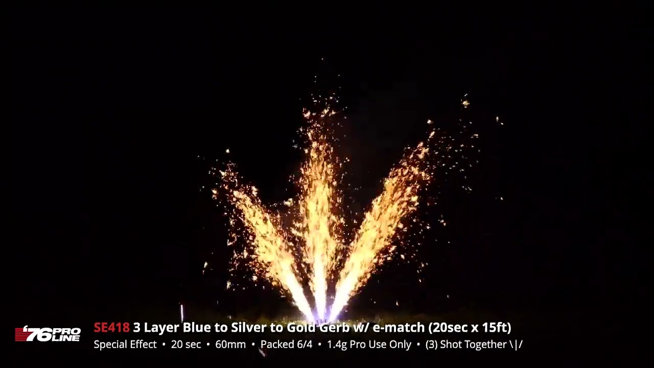 SE418 3 Layer Blue to Silver to Gold Gerb w/ e-match (20sec x 15ft) - '76 Pro Line (Pro Use Only)