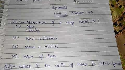 MCQ practice paper of Dynamics unit-2 for BA/BSc6th sem MDU students