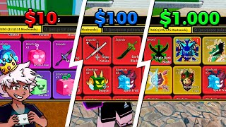 CONTA DE 1 REAL, 10 REAIS, 100 REAIS E 5.000 REAIS NO BLOX FRUITS - SHARKIZIM