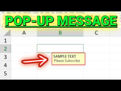How to Create a Pop-up Message in Excel