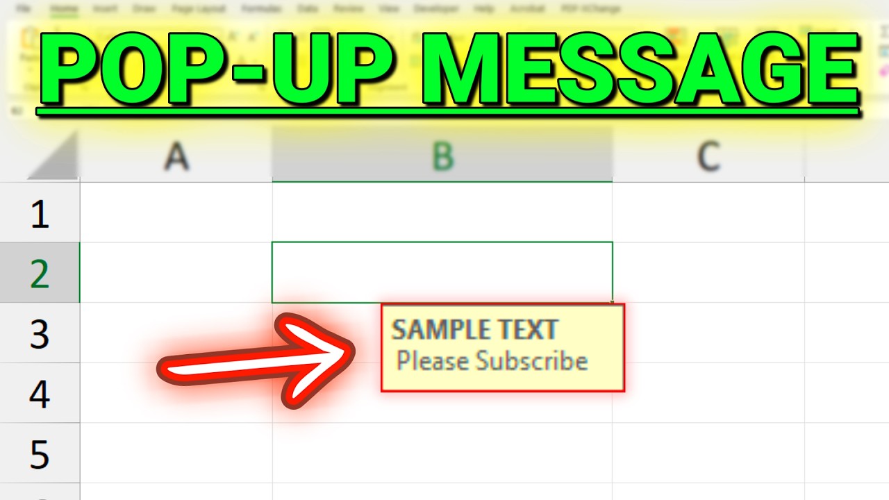 How to Create a Pop-up Message in Excel - YouTube