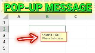 How To Create A Pop-Up Message In Excel