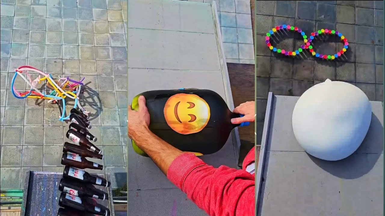 🎈Breaking Glass Bottles and Balloon Drops! Crushing Crunchy & Soft Things!🔥