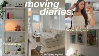 moving diaries ♡.•* furnishing my living room, opening packages, & bringing my cat to new apartment!