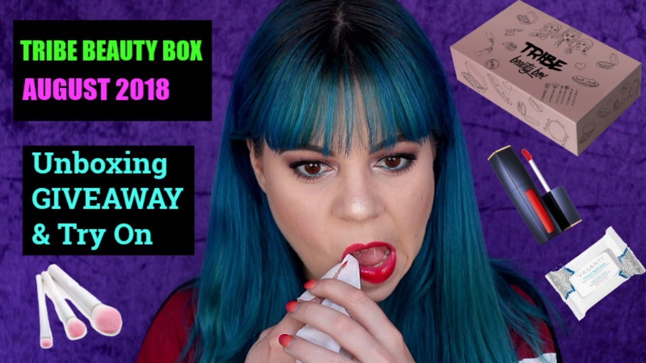 Tribe Beauty Box GIVEAWAY, unboxing & try on | August 2018 | Worth it?