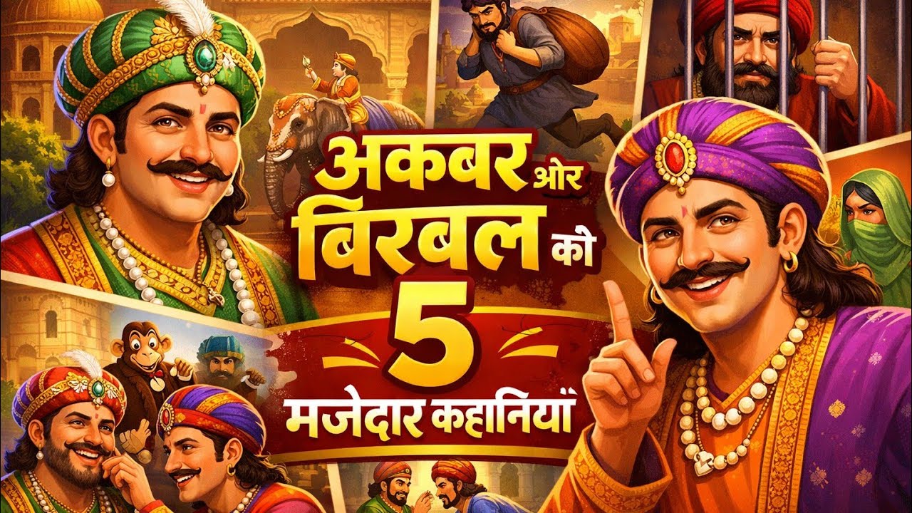 अकबर और बीरबल की पांच मजेदार कहानी 🤔 ।। अकबर बीरबल हिंदी स्टोरी ।। #akbarbirbalkhani 