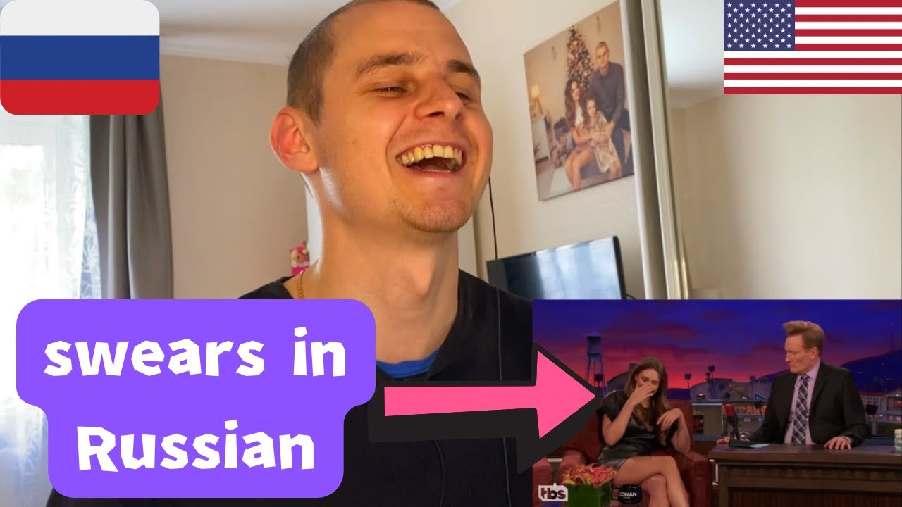The reaction of the Belarusian, how Elizabeth Olsen swears in Russian.