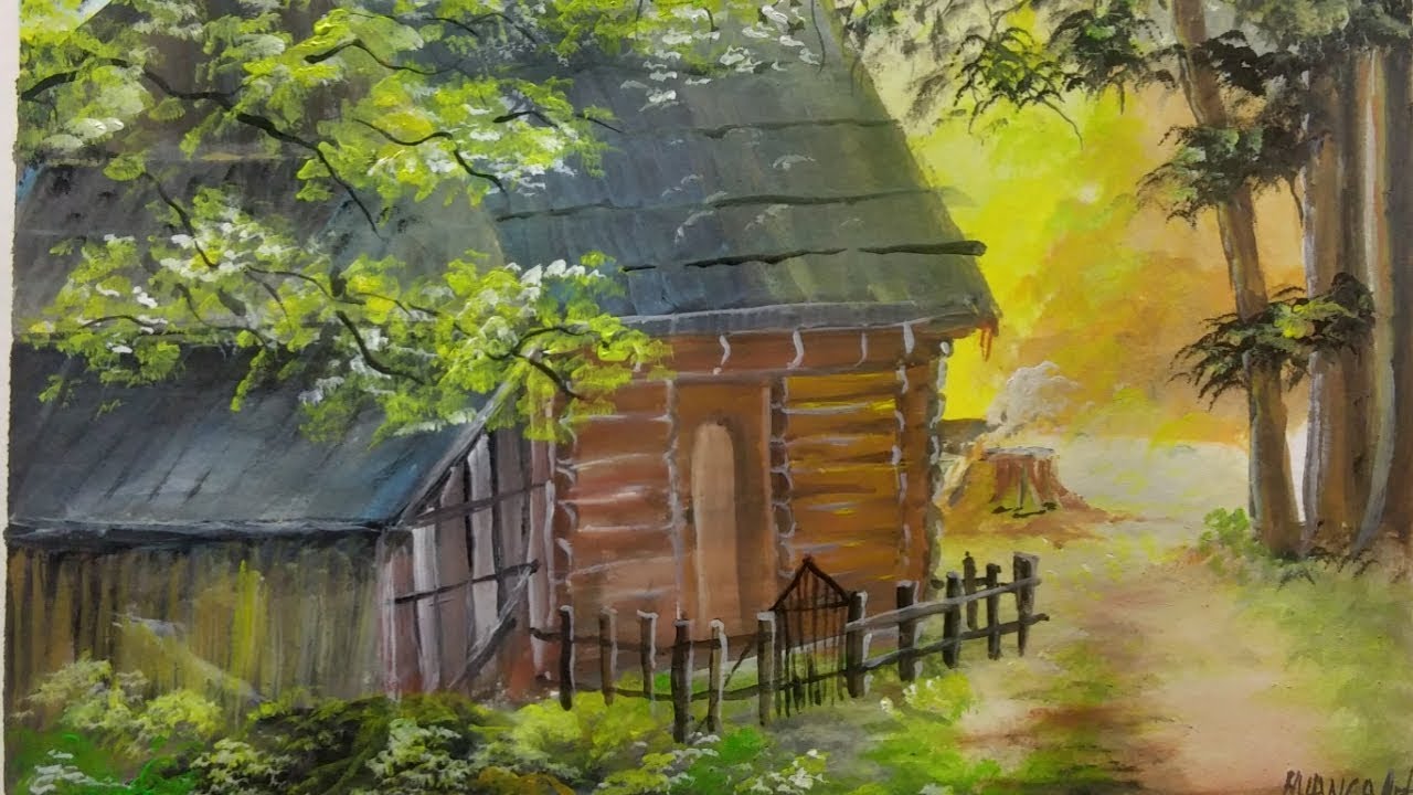 Melukis Drawing Painting Acrylic Melukis Pemandangan Rumah