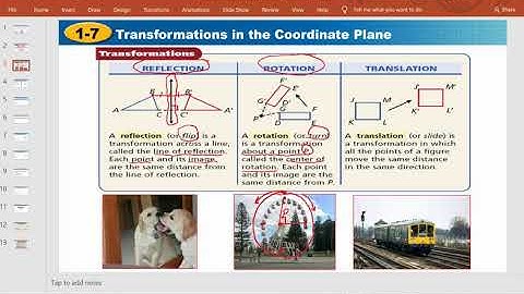 1-7 Transformations in the Coordinate Plane Part I