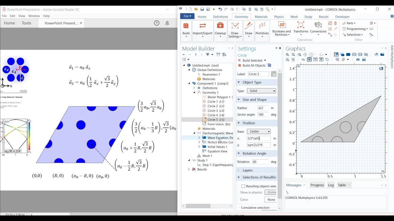 Triangular (Hexagonal) photonic crystal using COMSOL Band Diagram