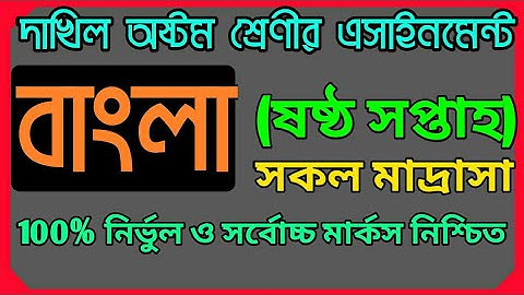 দাখিল অষ্টম শ্রেণীর বাংলা এসাইনমেন্ট উত্তর ৬ষ্ঠ সপ্তাহ || Dakhil Class 8 of Bangla answer 6th week