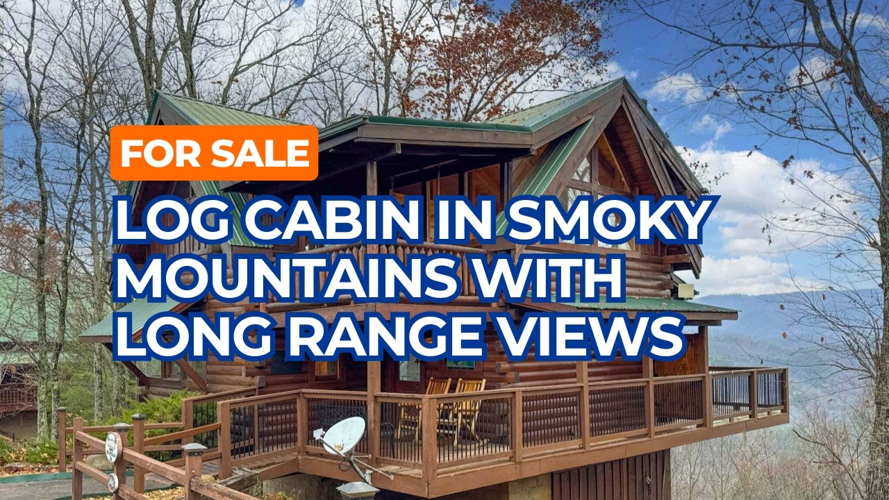 For Sale Log Cabin in Smoky Mountains with Long Range Views and Successful Rental History