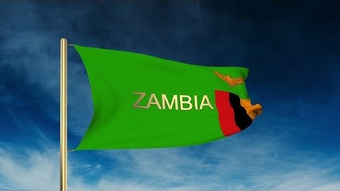 Zambia Flag Slider Style With Title. Waving In The Wind With Cloud Background An Stock Animation