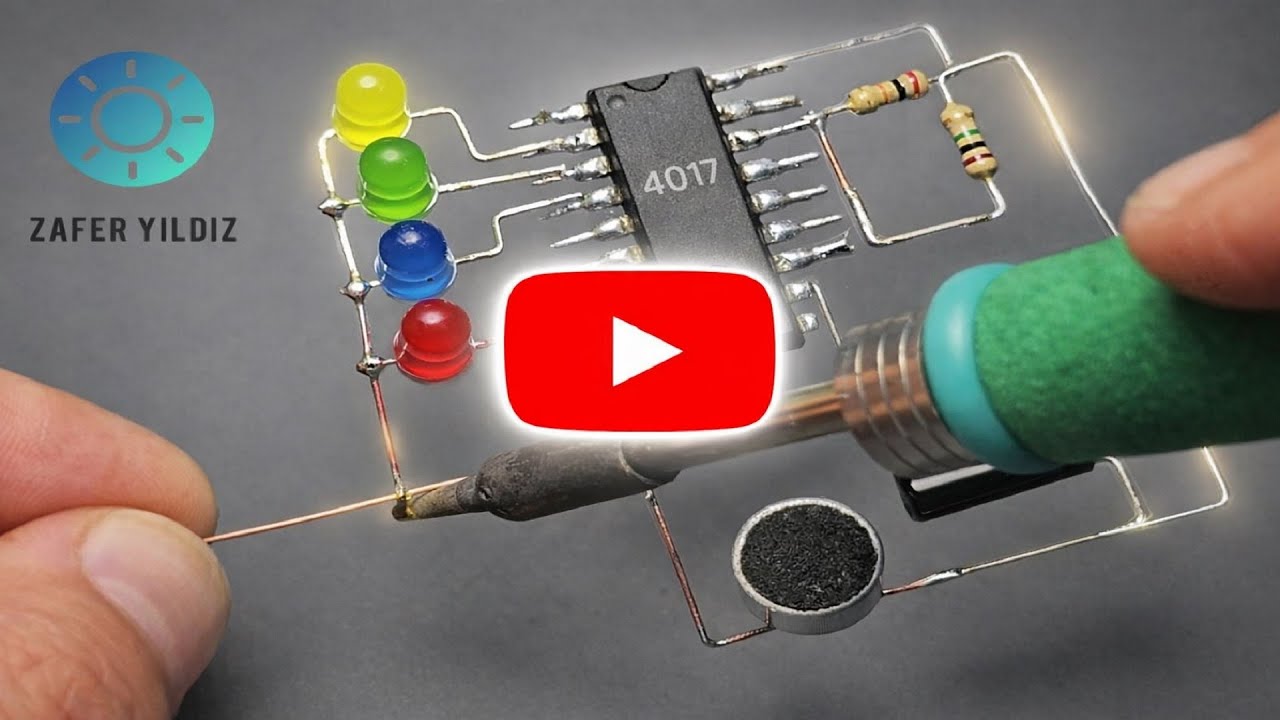 Схема светодиода, реагирующего на музыку, с использованием микросхемы CD4017 | Самодельные светодиод
