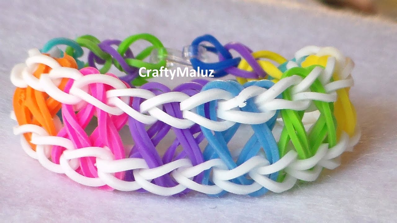 DIY I Pulsera Infinity de gomitas (con telar) Rainbow Loom bracelet Infinity