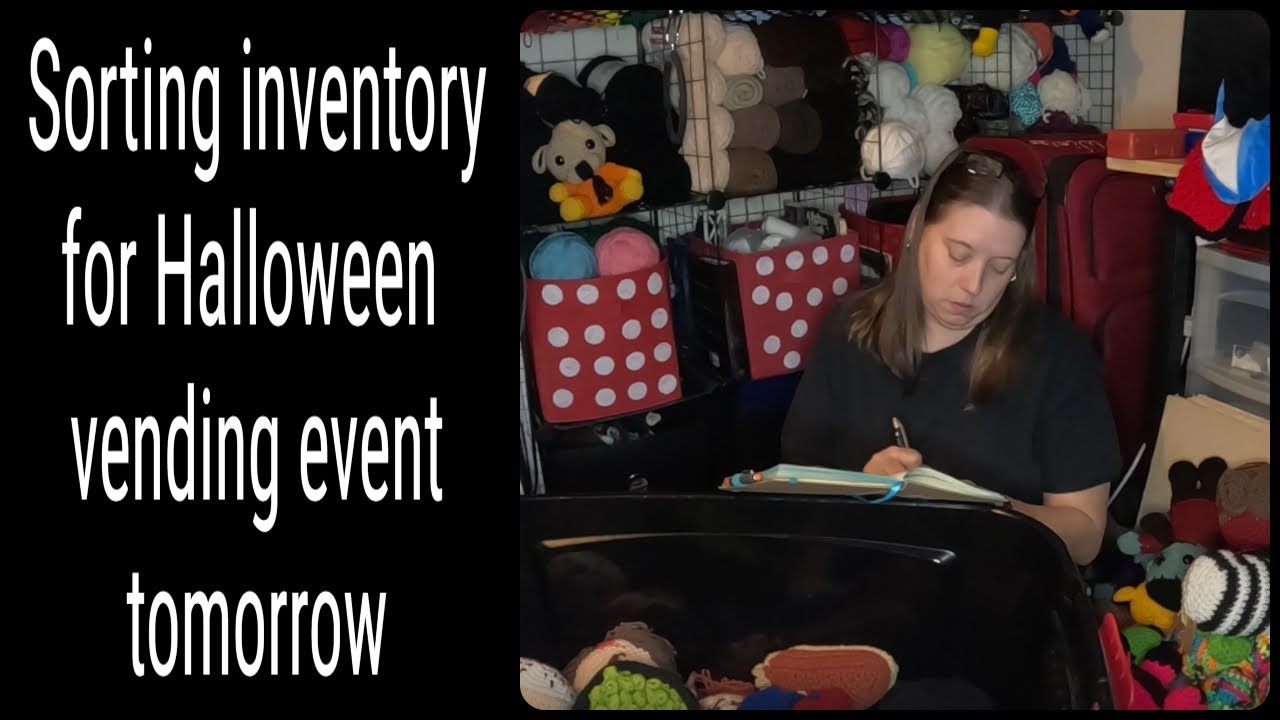 Sorting inventory for Halloween vending event tomorrow - YouTube