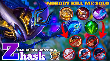 Kill 35!! Zhask Best Build And Emblem 2023 | Solo Ranked Game | Zhask Top Global Gameplay