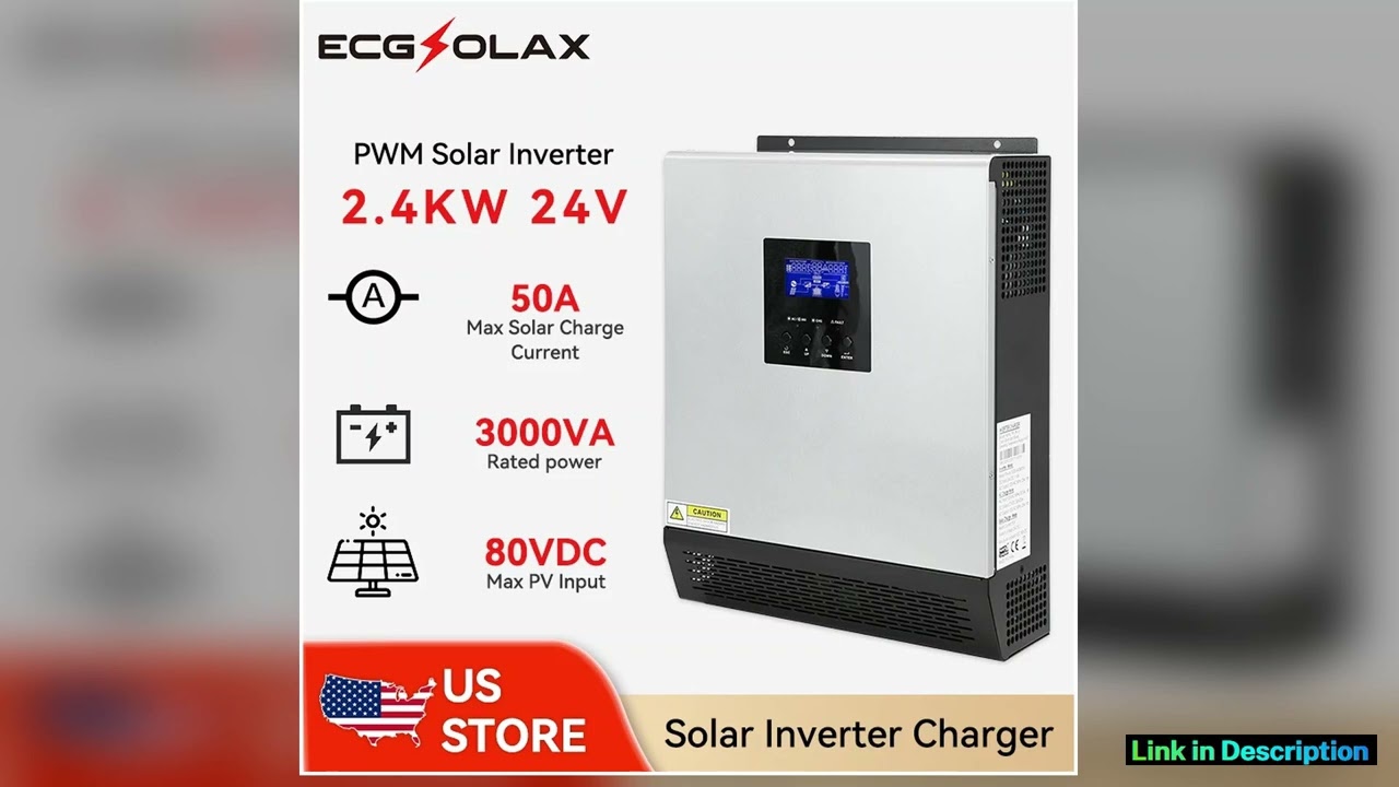 hybrid solar inverter 24V 110V ECGSOLAX 2400W Offgrid Solar Inverter 3000VA 120V Max PV 80VDC hybri