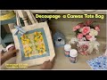 DECOUPAGE A CANVAS TOTE with NAPKINS and MOD PODGE/ #shorts  #youtubeshorts  #modpodge