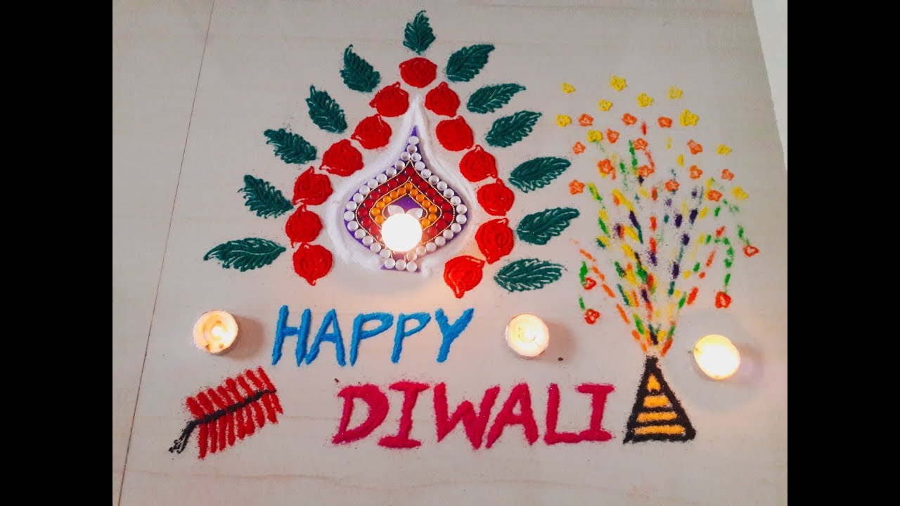 Diwali special crackers rangoli design Diwali rangoli by Yogita Garud