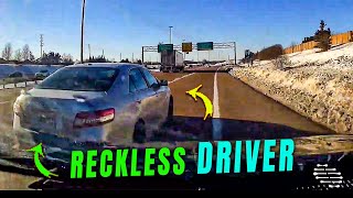 Reckless Driver Does a Double Lane Switch on a Highway