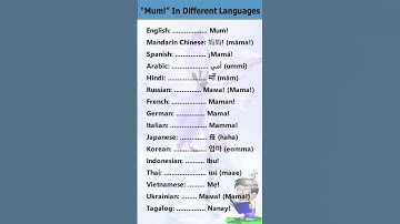 HOW TO SAY MOM IN DIFFERENT LANGUAGES