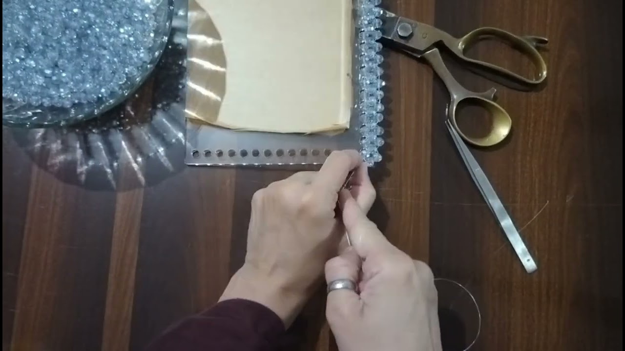 How to make rectangle shape Acrylic beaded bag with chain ⛓️ shape beaded handle.