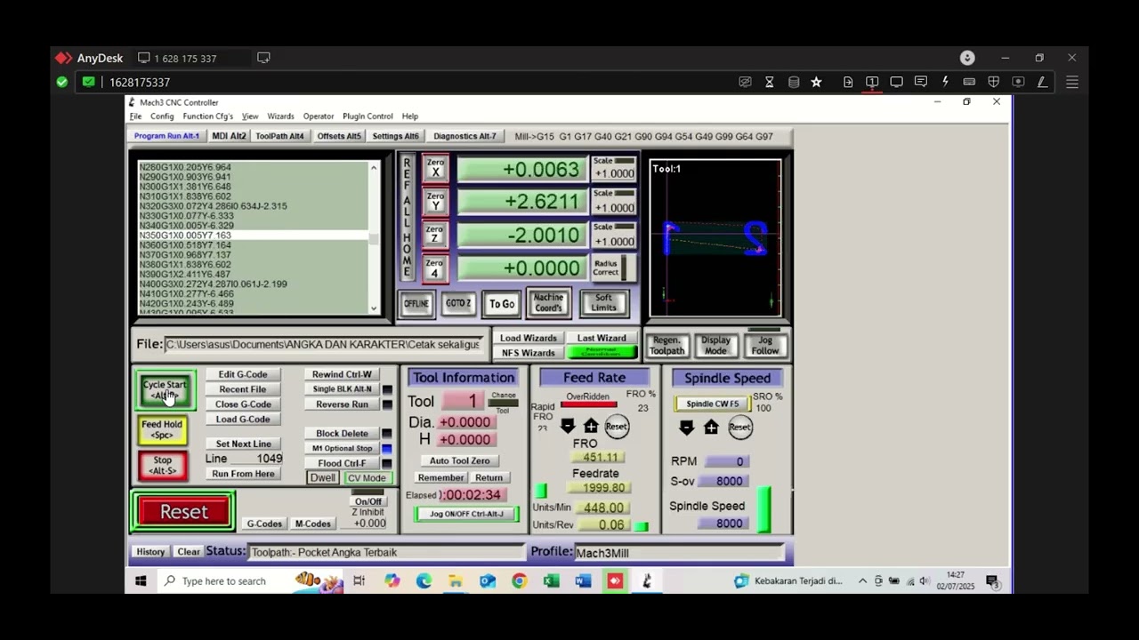 Membuat perulangan pada GCode Programming di CNC