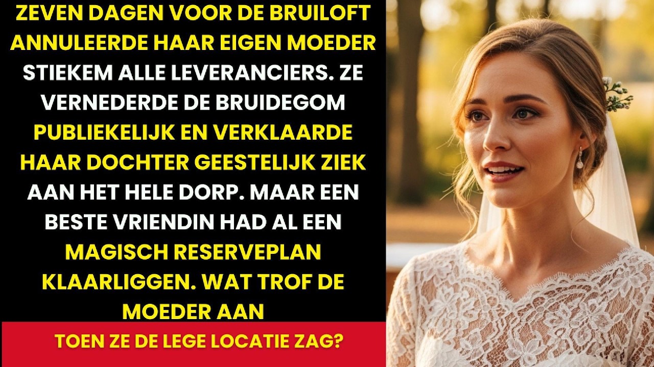 Precies zeven dagen voor mijn bruiloft ontdekte ik dat mijn eigen moeder stiekem elke leverancier had gebeld en alles had geannuleerd. Maar het begon veel eerder, met één telefoontje op de avond...