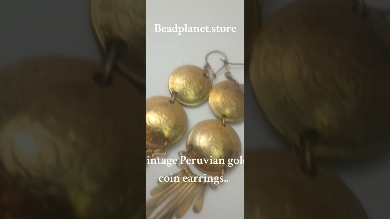 Vintage Peruvian Peru gold coin earrings...beadplanet.store