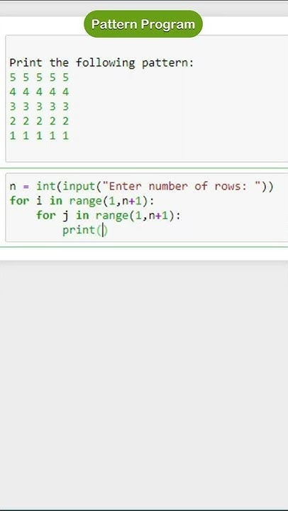 Pattern Program in Python | for loop in python | Number Pattern Program ...