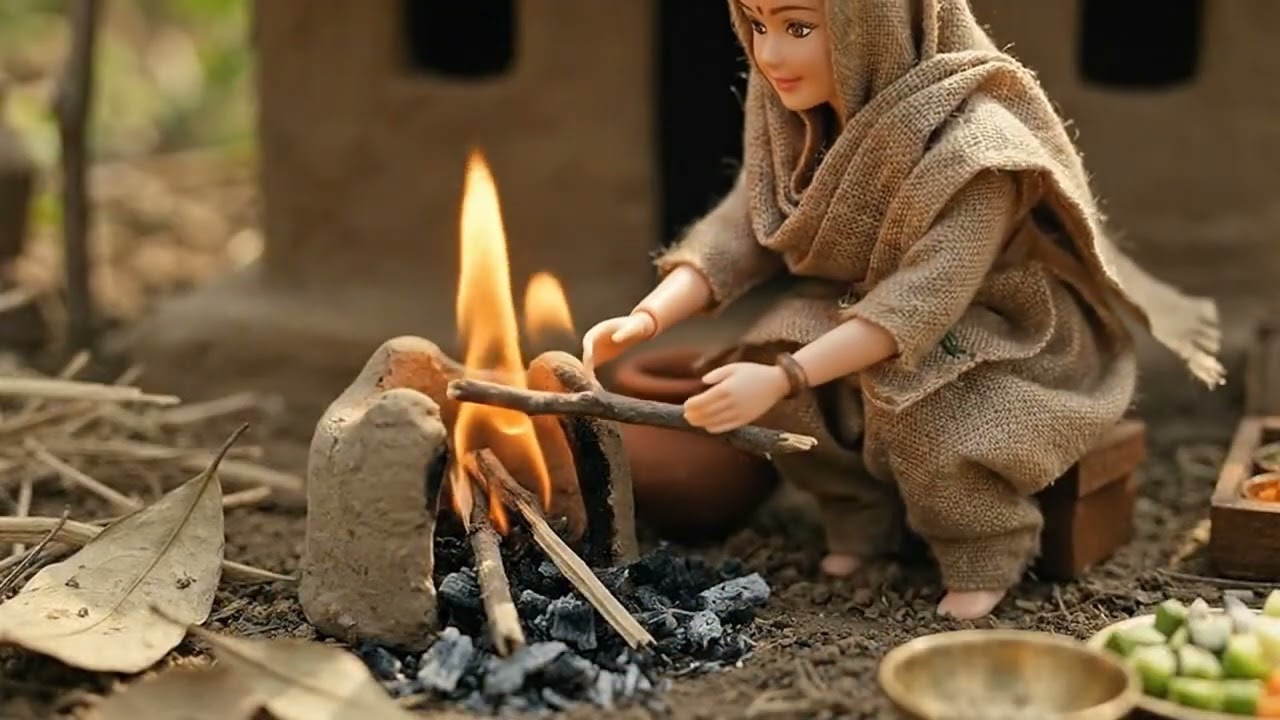 Miniature Village Cooking Vegetable Curry & Rice  Stop Motion ASMR