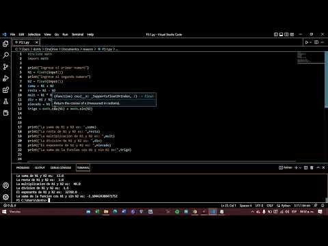 Suma, resta, multiplicacion, division, exponencial y suma de funciones trigonometricas en python