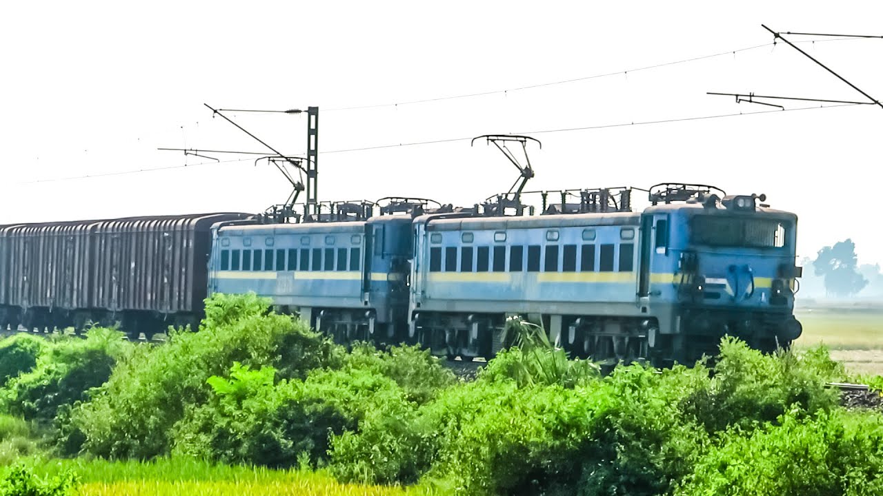 Double Power Double electric WAG-7 Pulling Heavy Freight Train