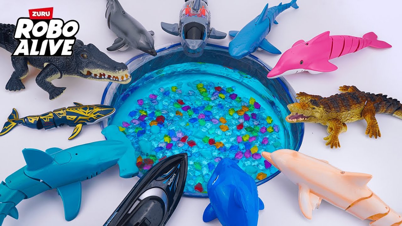 🦈toy asmr🦈 18 Mins ZURU Robo Big Sea Animal & Robo White Shark & Dolphin & Fish Tank 🐠 Unboxing Toys