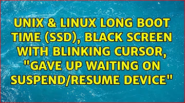 Long Boot Time (SSD), black screen with blinking cursor, "gave up waiting on suspend/resume device"