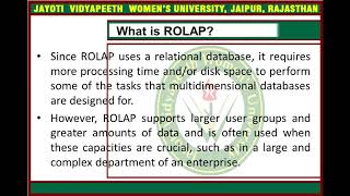 Jayoti Vidyapeeth - ROLAP