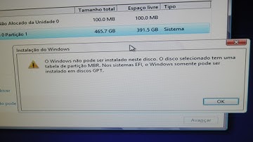 Partição GPT como resolver o problema e instalar o windows