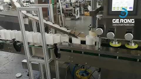 Automatic sanitizier wet tissue liquid bottle cap feeding capping machine testing video