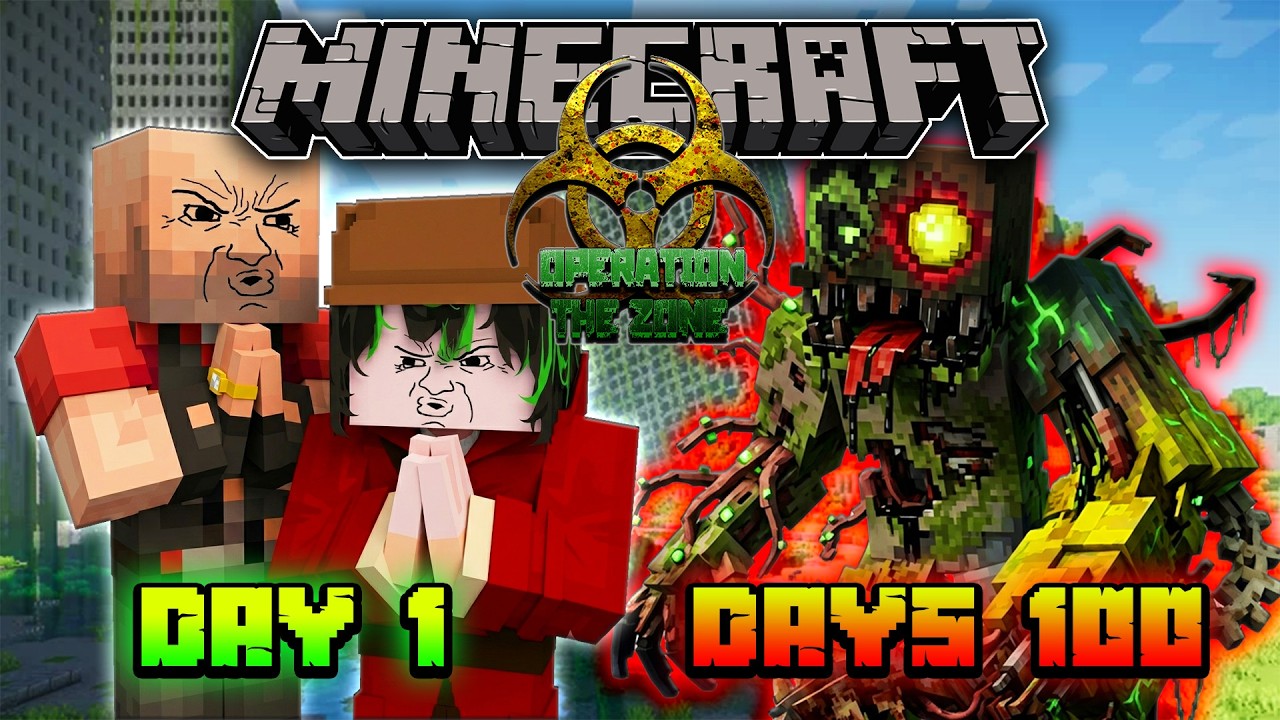 จะเกิดอะไรขึ้น!?🔥เอาชีวิตรอด 100 วันในโลกล่มสลาย🔥| Minecraft Operation THE ZONE