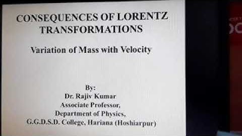 Variation of Mass with Velocity